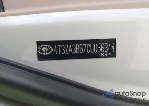 2012 Toyota Venza Xle z USA, uszkodzony, nr VIN 4T3ZA3BB7CU056344